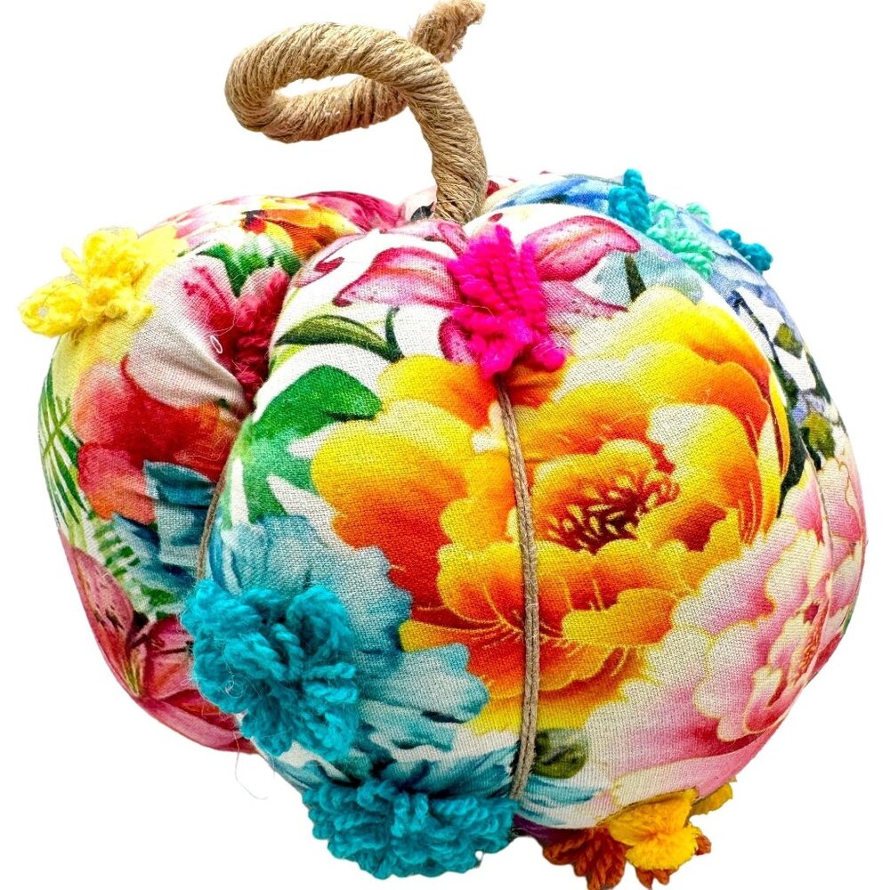 Handmade Centerpiece Fabric Floral Boho Fall Pumpkin Cottagecore Decor Yarn